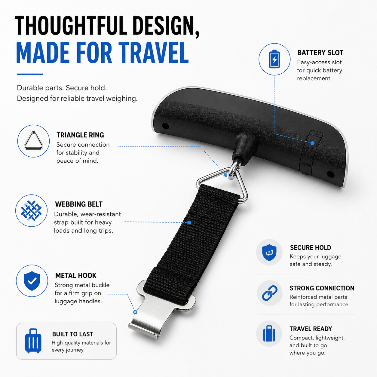Masvora Portable Digital Luggage Scale – Hook or Strap