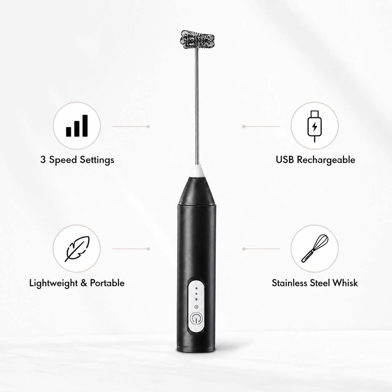 Masvora Rechargeable 3-Speed Milk Frother
