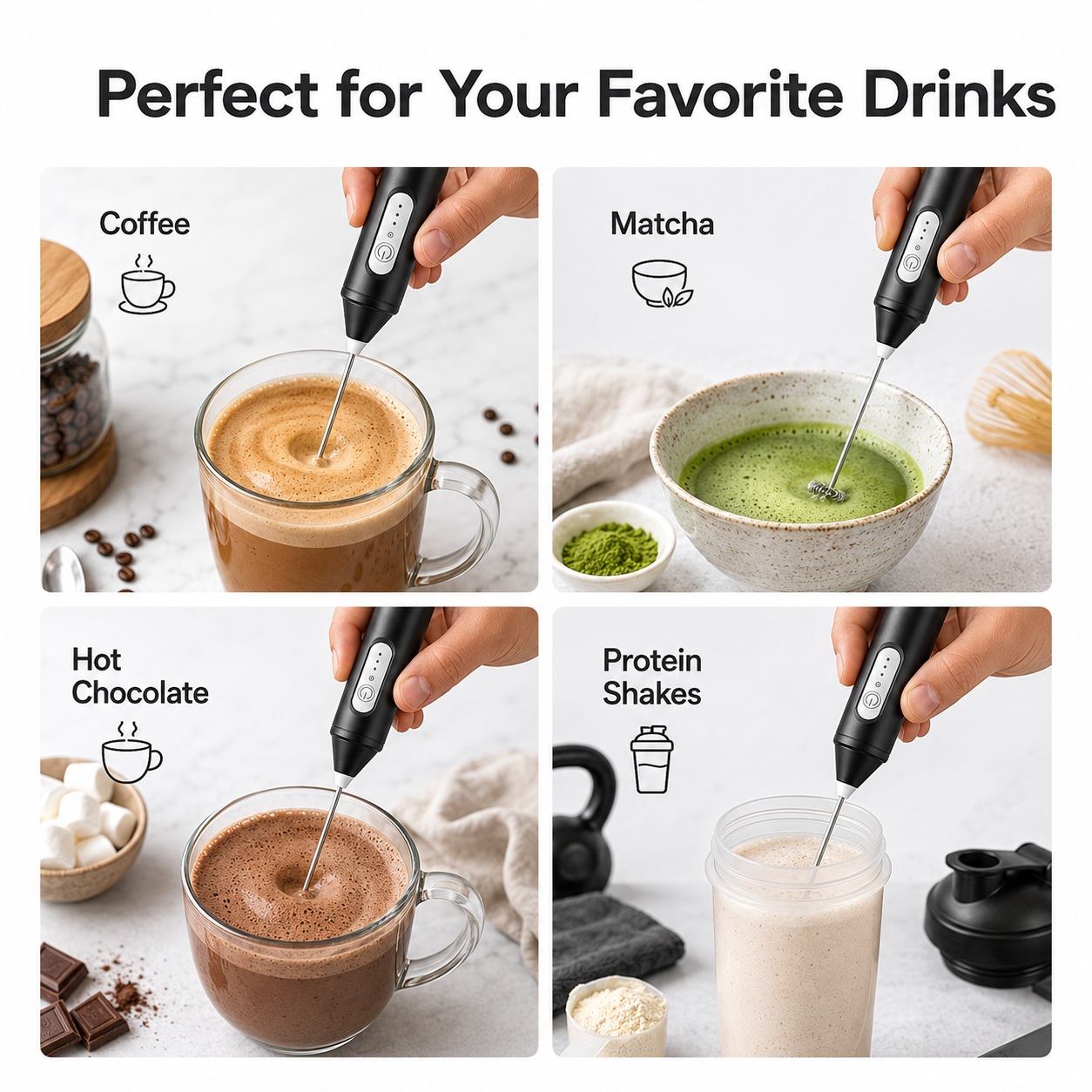 Masvora Rechargeable 3-Speed Milk Frother